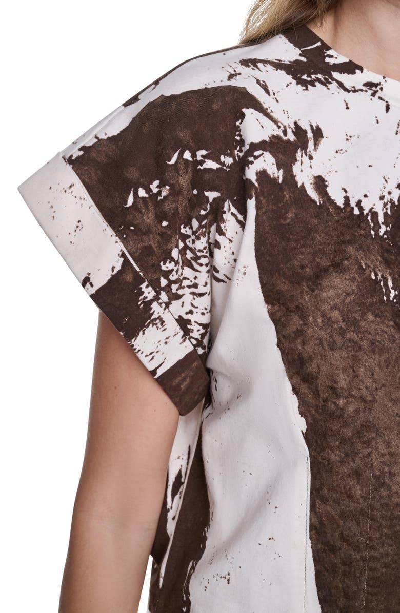 DKNY Dolman Sleeve Pleated Crop Top, Alternate, color, Coconut Brushstroke