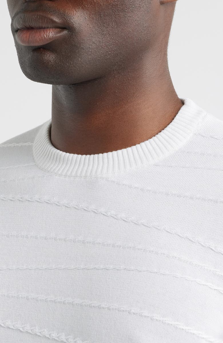 Bugatchi Textured Cotton & Silk Crewneck Sweater, Alternate, color, Chalk