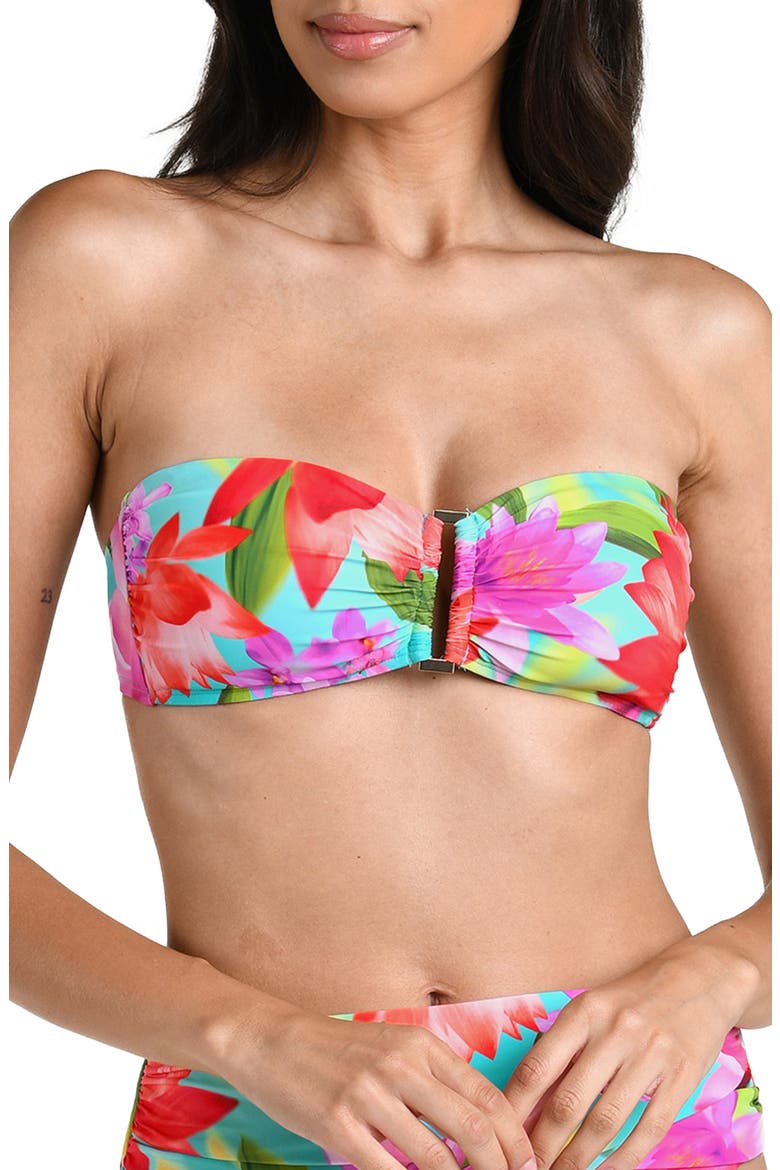 Sunset Botanica Bandeau Bikini Top, Main, color, BLUE/ GREEN MULTI