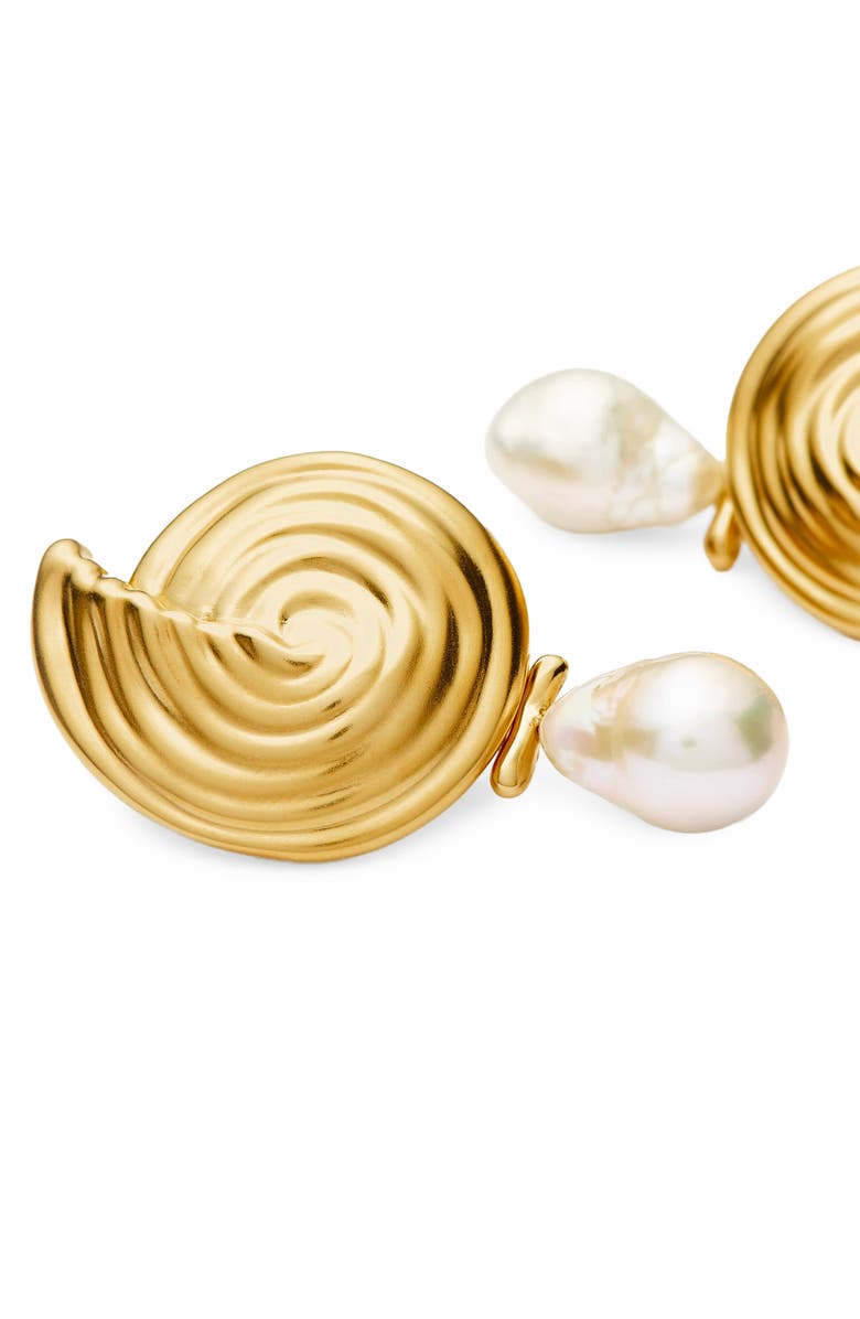 Missoma Spiral Detachable Pearl Drop Earrings, Alternate, color, Gold