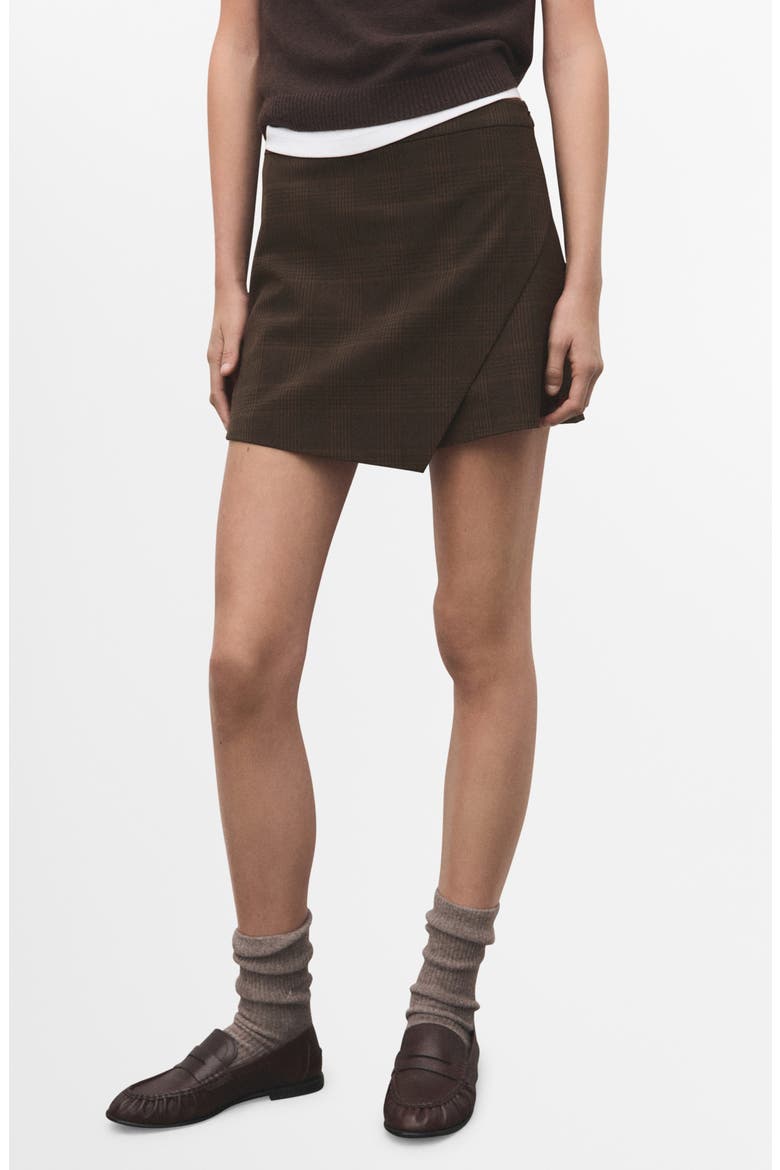 Check Asymmetric Front Miniskort, Main, color, BROWN