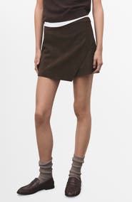 MANGO Check Asymmetric Front Miniskort