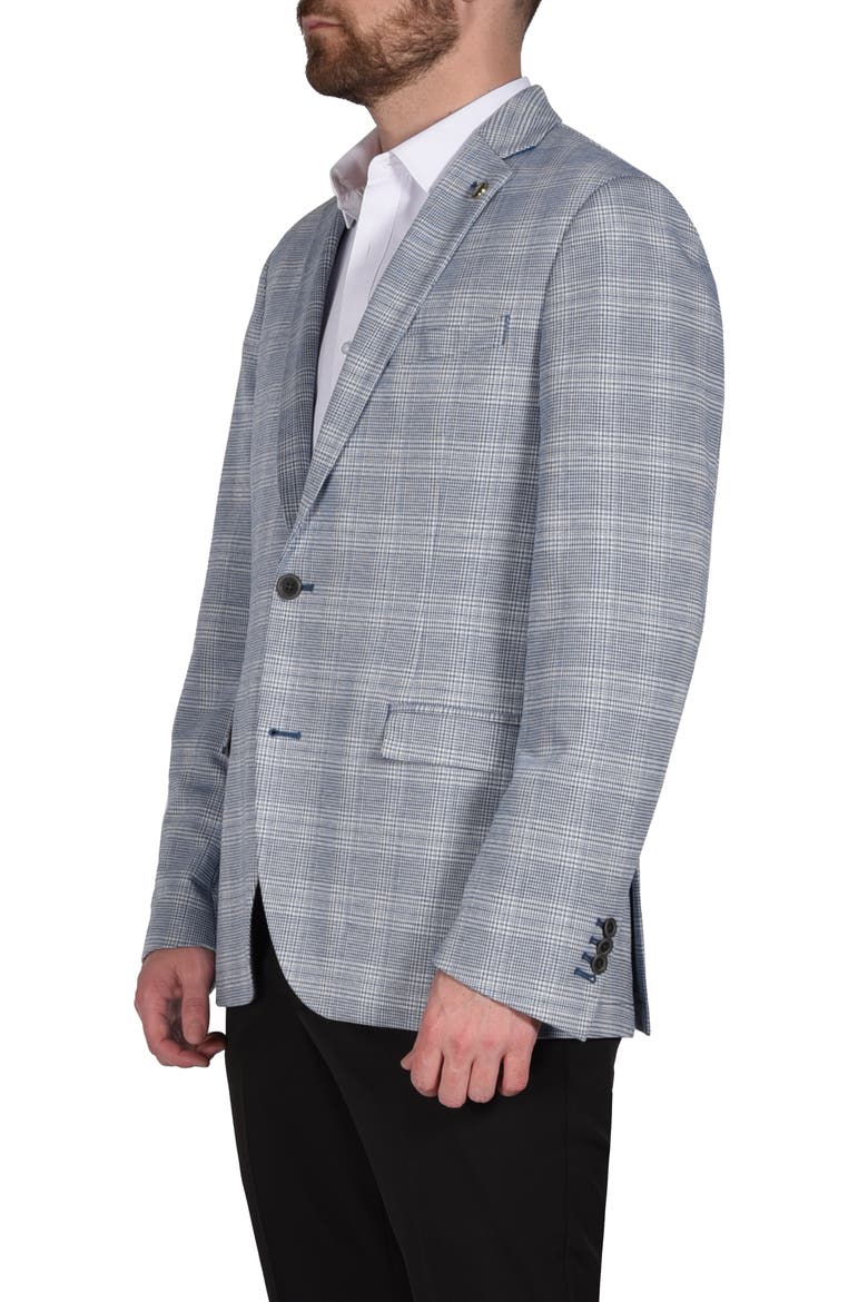 Plaid Knit Sport Coat, Alternate, color, NAVY