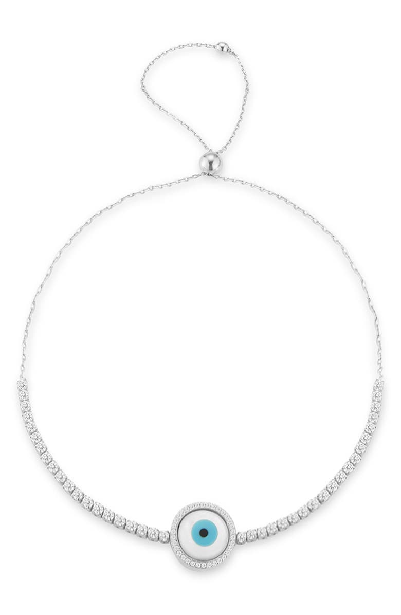 GLAZE JEWELRY Evil Eye Adjustable Bracelet, Main, color, Silver