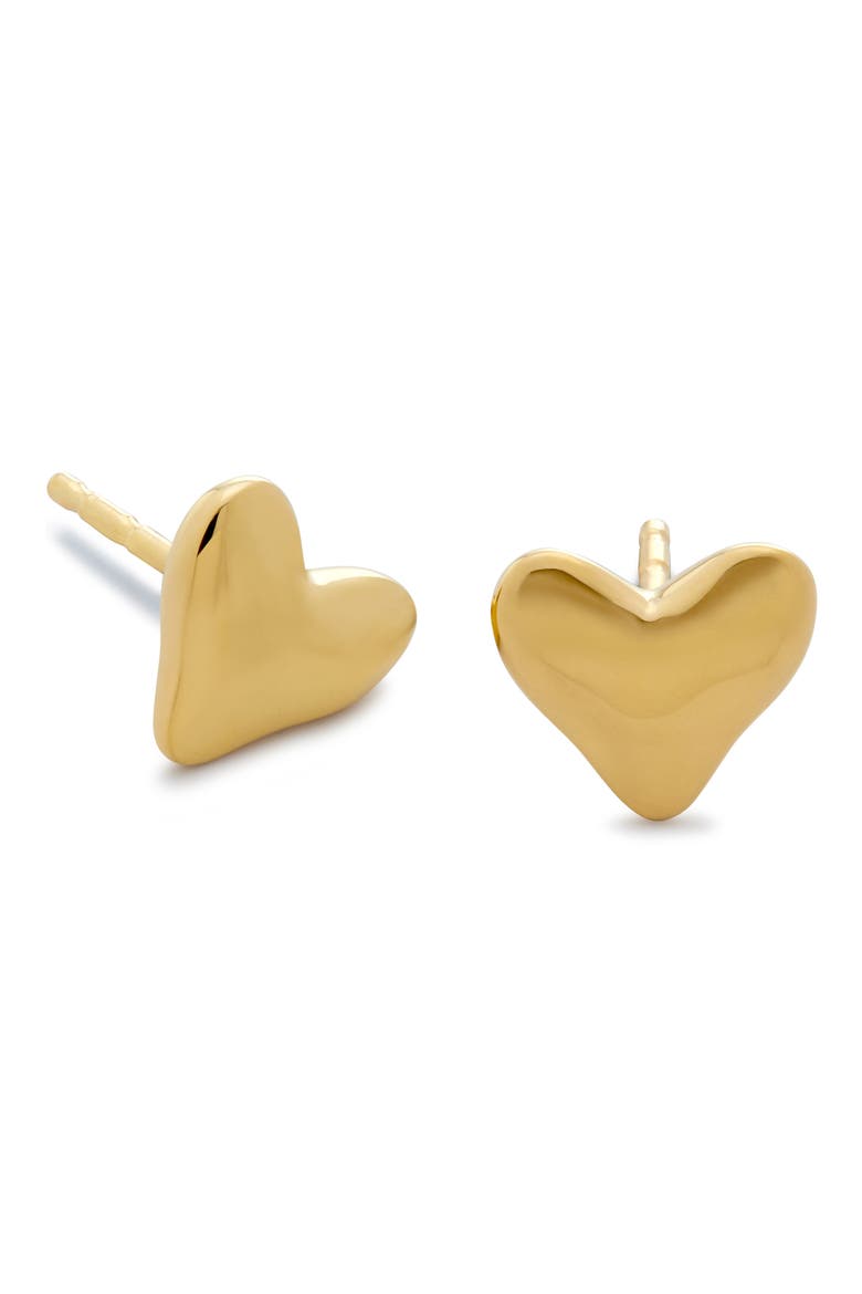 Heart Stud Earrings, Main, color, YELLOW GOLD