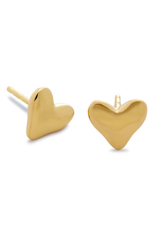 Monica Vinader Gold Heart Stud Earrings In 18k Gold Vermeil