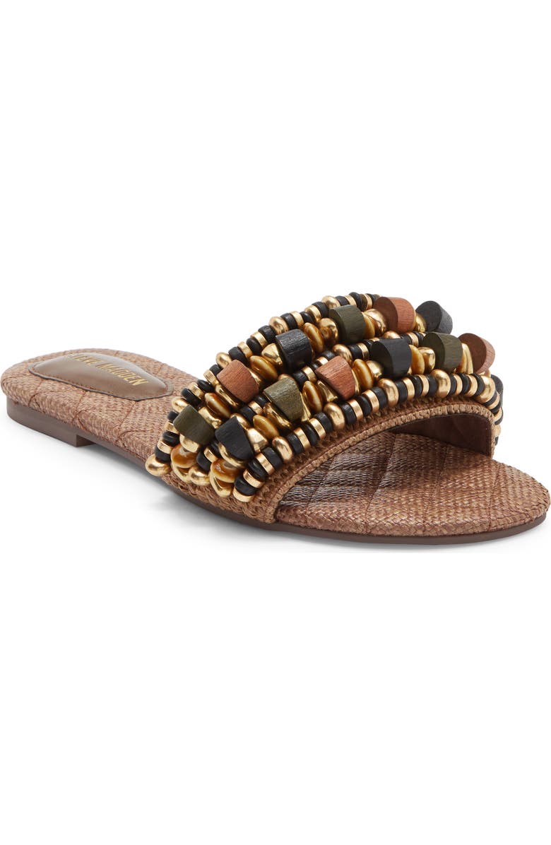 Steve Madden Marika Slide Sandal, Main, color, Brown Raffia