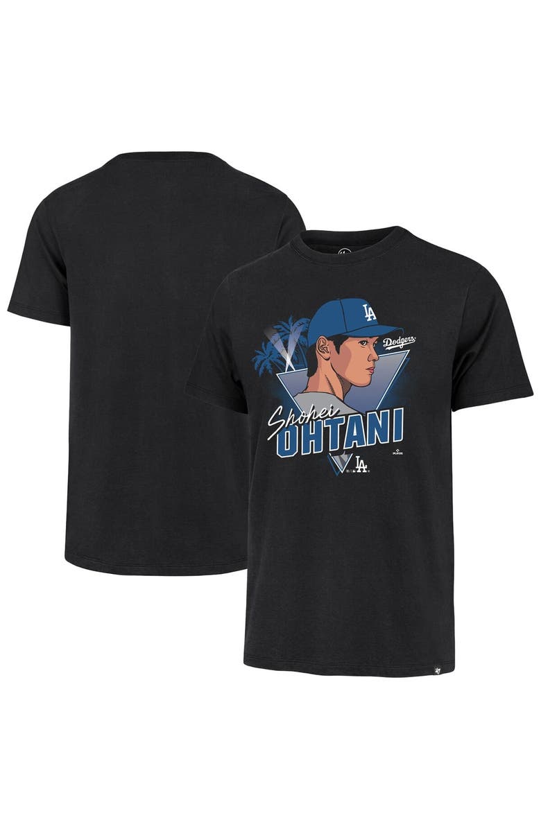 '47 Men's '47 Shohei Ohtani Black Los Angeles Dodgers Player Caricature Franklin T-Shirt, Main, color, Black