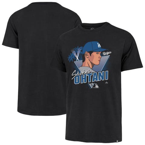 Men's '47 Shohei Ohtani Black Los Angeles Dodgers Player Caricature Franklin T-Shirt