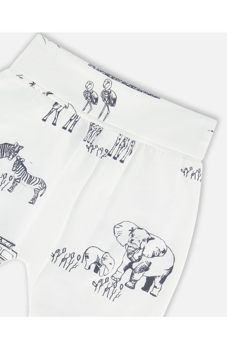 Deux par Deux Baby Boy's Organic Cotton Printed Top And Evolutive Pant Set White With Printed Jungle, Alternate, color, 