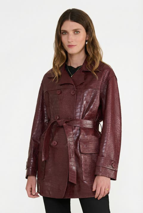 Pimlico Short Leather Trench Coat