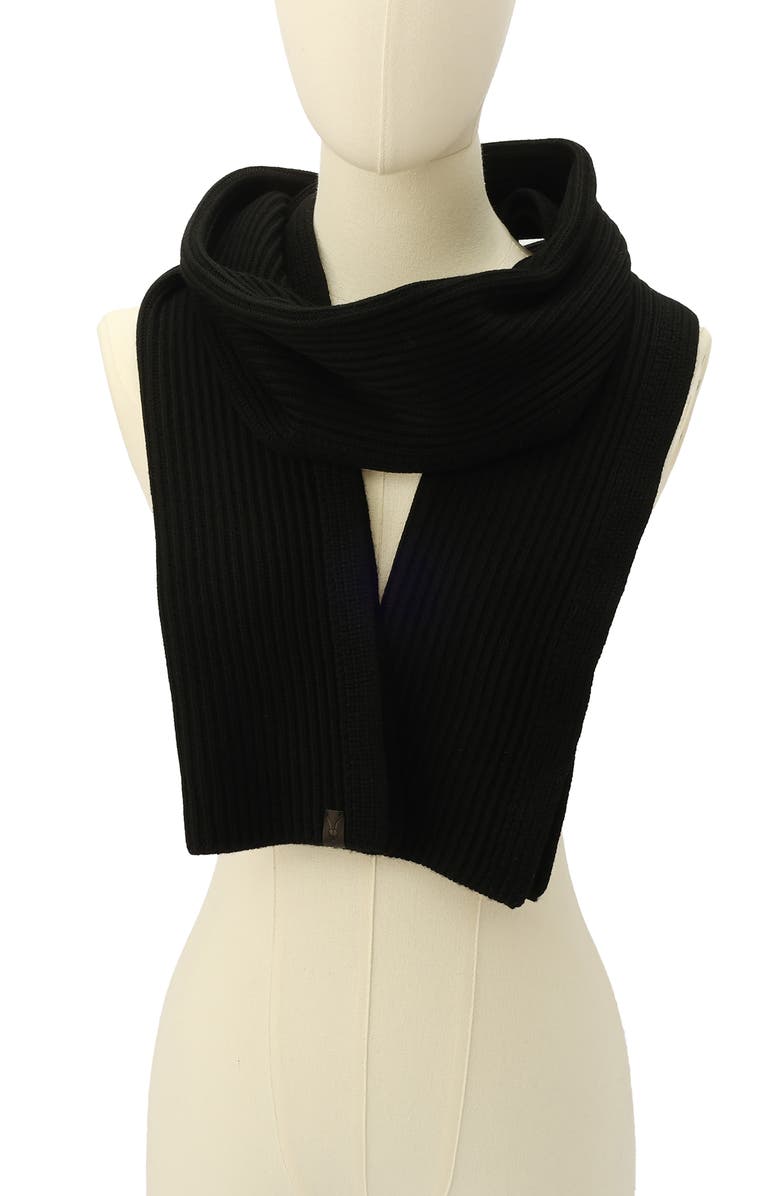 AllSaints Merino Wool Rib Scarf, Alternate, color, Black