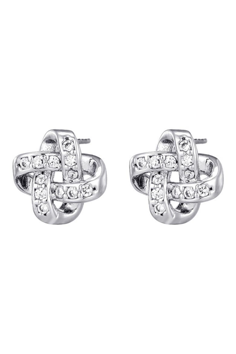 Pavé CZ Knot Stud Earrings, Alternate, color, SILVER