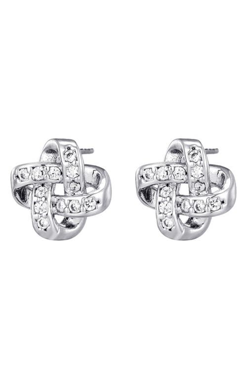 Adornia Silver Plated Cz Knot Twist Stud Earrings In Silver