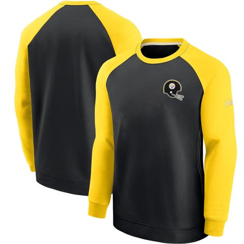 Men's Nike Black/Gold Pittsburgh Steelers Historic Raglan Crew Performance Sweater