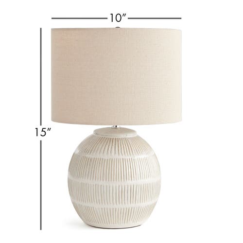 Napa Home & Garden Antoni Hatch Mark Pattern Decorative Contemporary Table Lamp W/ Linen Shade In White