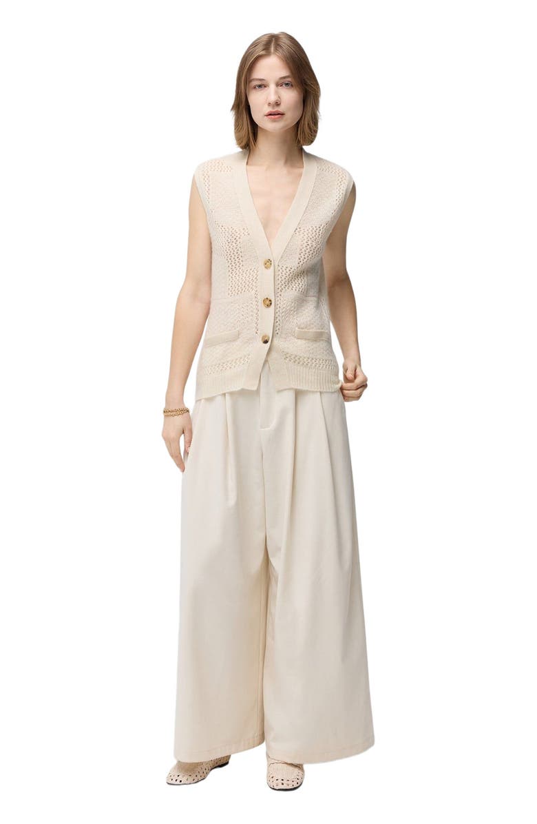 GOBI Mongolian Cashmere Mixed Pattern Cashmere Vest, Alternate, color, Off White