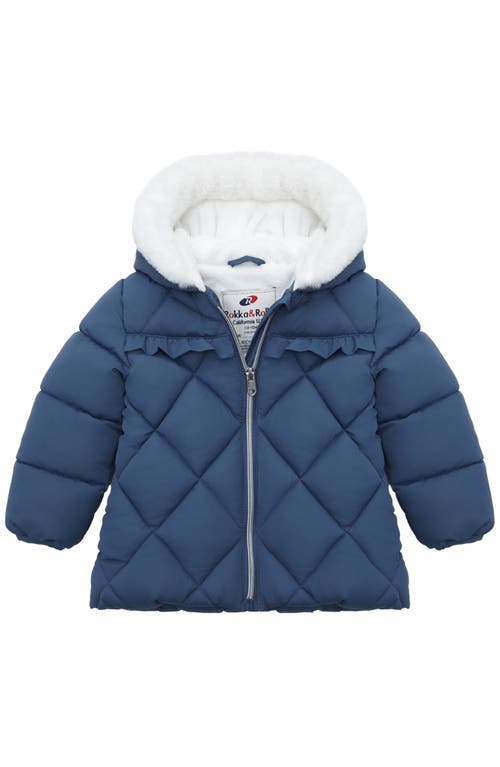 Rokka&rolla Soft Lining Hooded Puffer Jacket In Blue