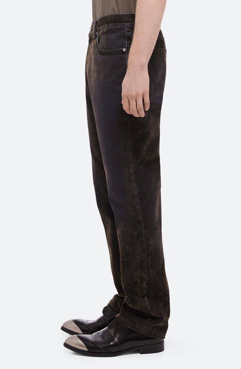 Helmut Lang Flocked Velvet Straight Leg Jeans, Alternate, color, Flocked Olive