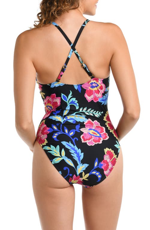 La Blanca Midnight Plunge One-piece Swimsuit In Black