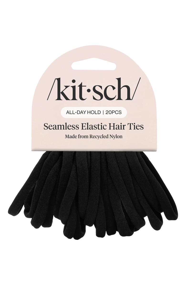 Kitsch Recycled Nylon 20-Pack Ponytail Holders, Alternate, color, Black