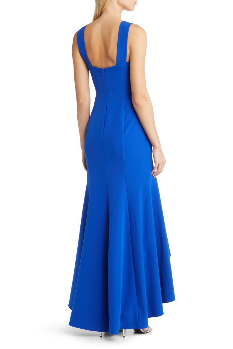 Crepe High/Low Gown, Alternate, color, COBALT