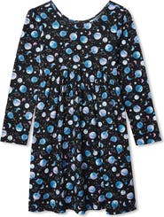 Lands' End Girls Long Sleeve Gathered Waist Jersey Dress