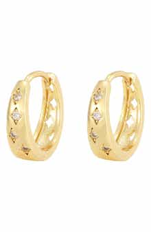 Cubic Zirconia Star Huggie Hoop Earrings