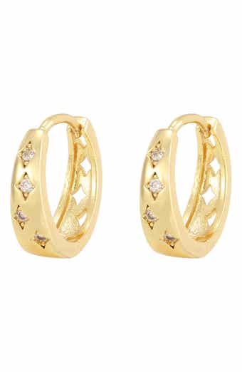 Cubic Zirconia Star Huggie Hoop Earrings