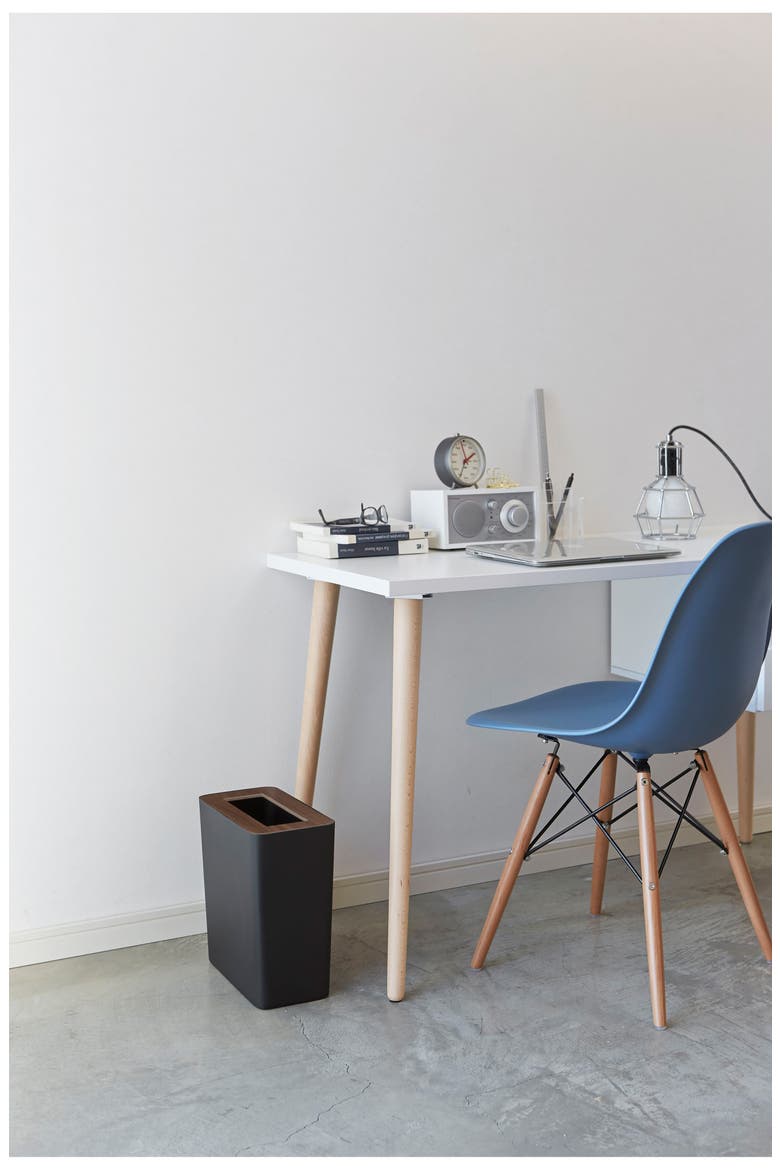Rectangle Trash Can, Alternate, color, WALNUT