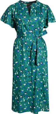 SUGARLIPS Laury Floral Print Belted Dress