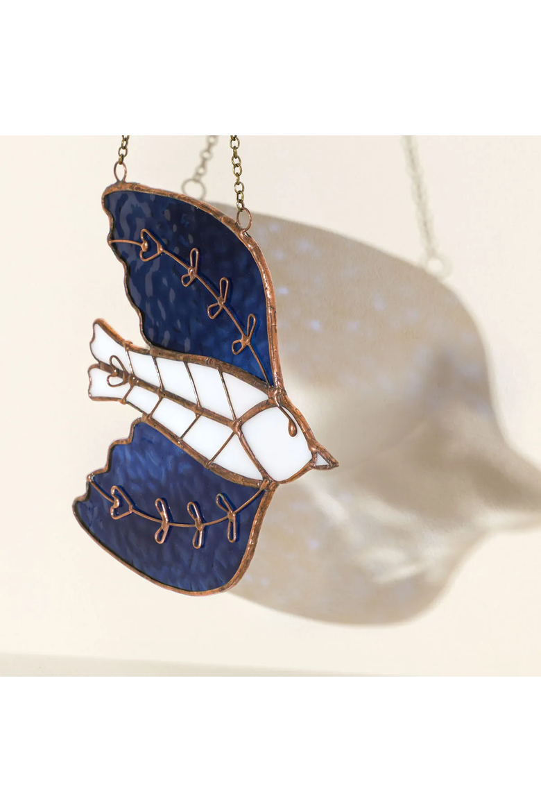 Stained Glass Sparrow Suncatcher by Samara Phillips, Alternate, color, Multi