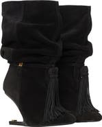 Balmain No Wedge suede leather ankle boots with tassel