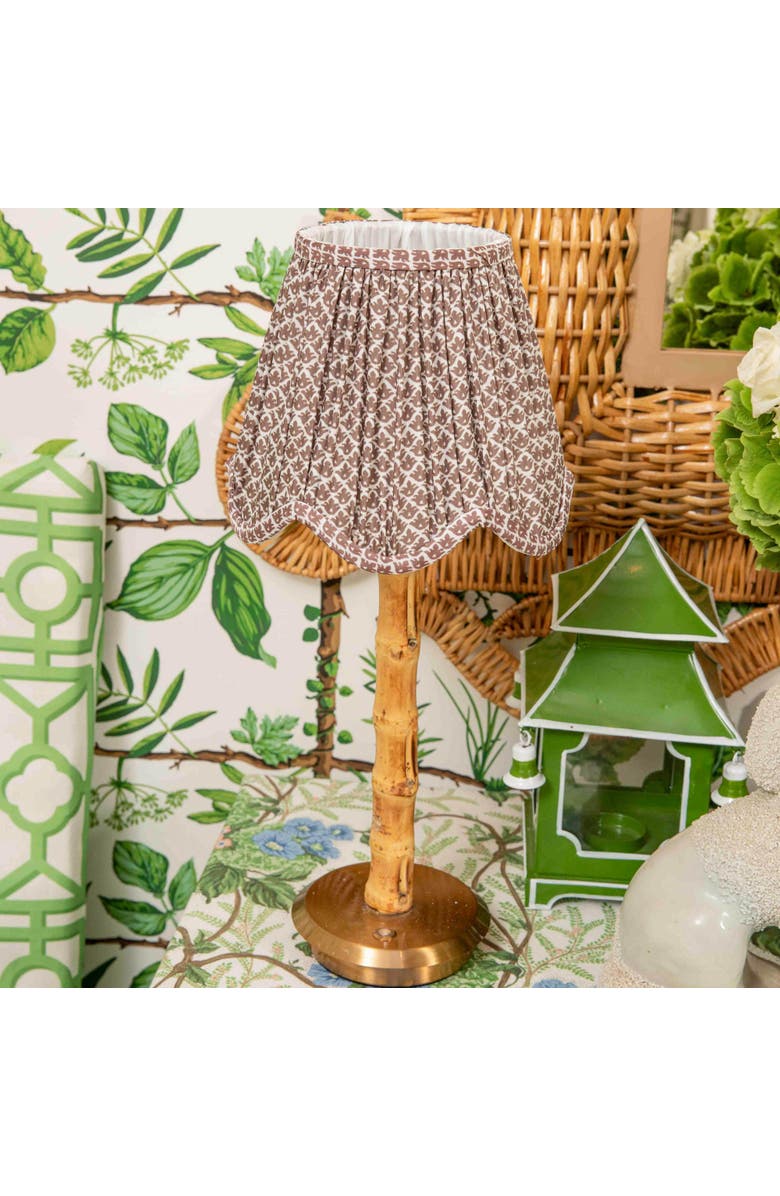 Mrs. Alice Chocolate Lotus Deep Scalloped Lampshade, Alternate, color, Brown