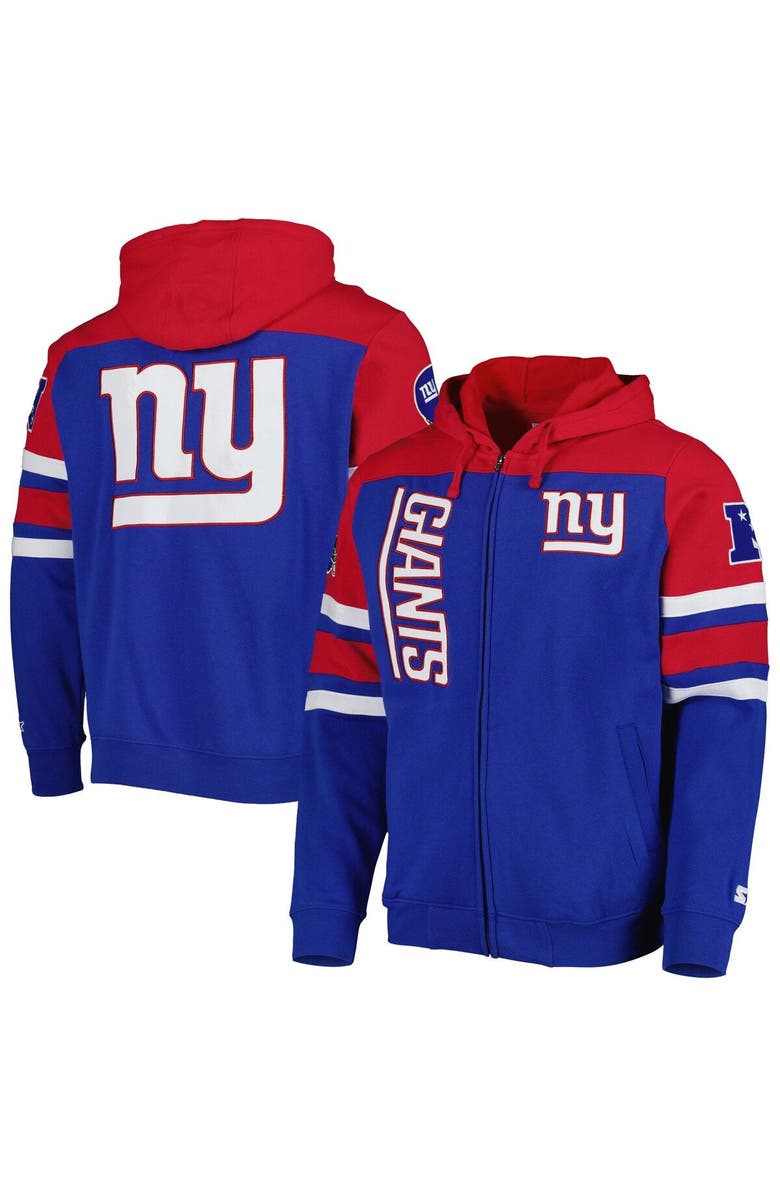 STARTER Men's Starter Royal New York Giants Extreme Full-Zip Hoodie Jacket, Main, color, 
