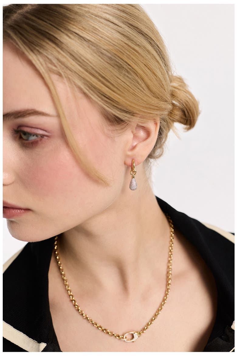 Gemini Pavé Clasp Link Chain Necklace, Alternate, color, GOLD