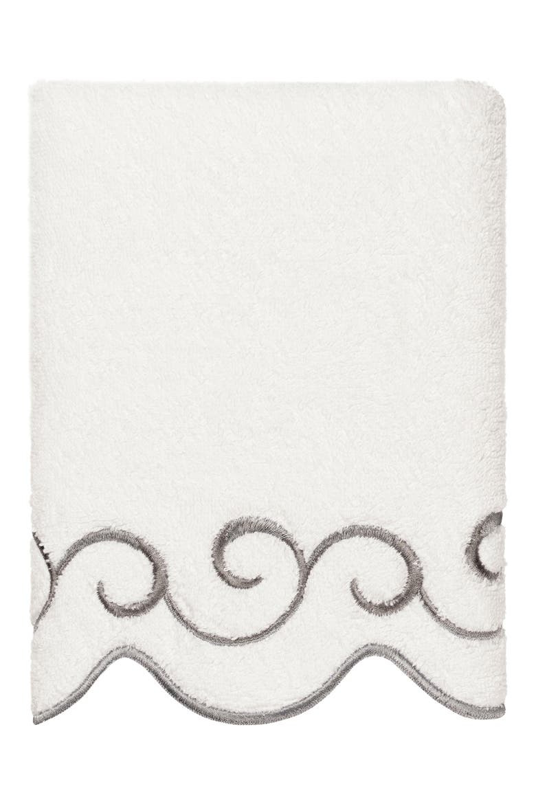 Simplicity Scallop 6-Piece Turkish Cotton Towel Set, Alternate, color, WHITE/ GRAY