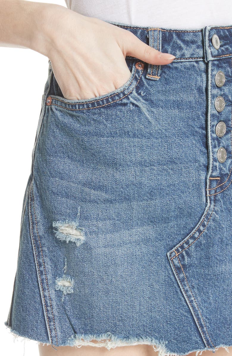 Free People We the Free by Free People A-Line Denim Skirt, Alternate, color, 