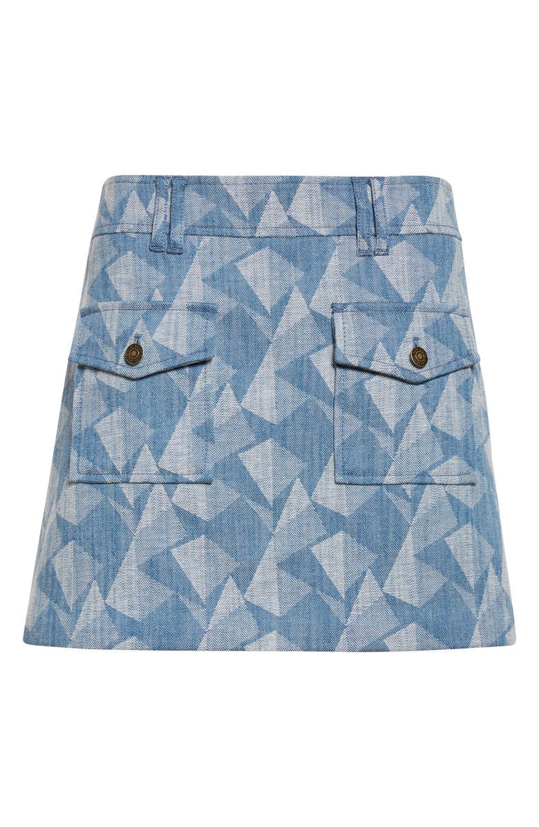 Ramy Brook Kory Geometric Print Denim Miniskirt, Alternate, color, Geo Denim