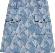 Ramy Brook Kory Geometric Print Denim Miniskirt
