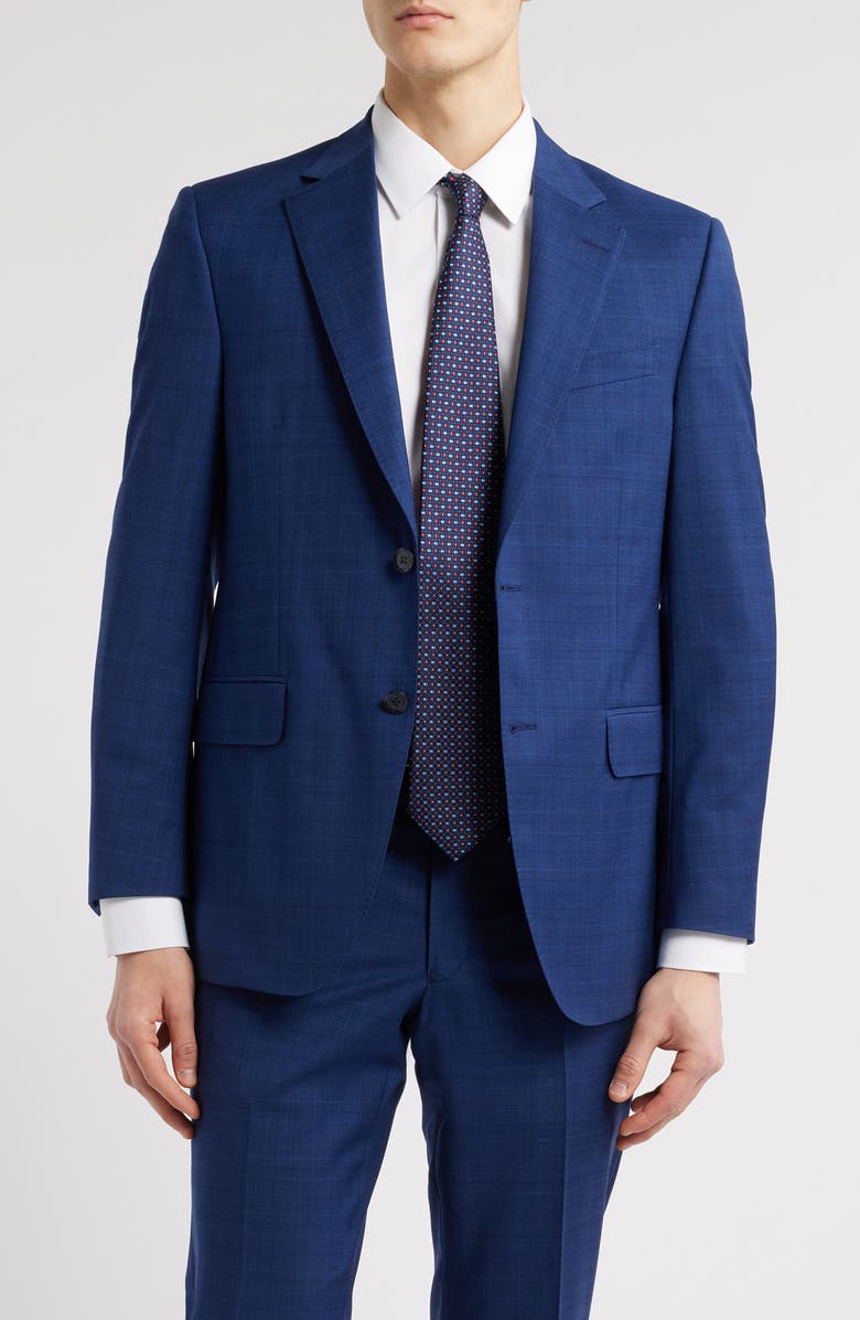 Peter Millar Flynn Classic Fit Blue Glen Plaid Wool Suit, Alternate, color,