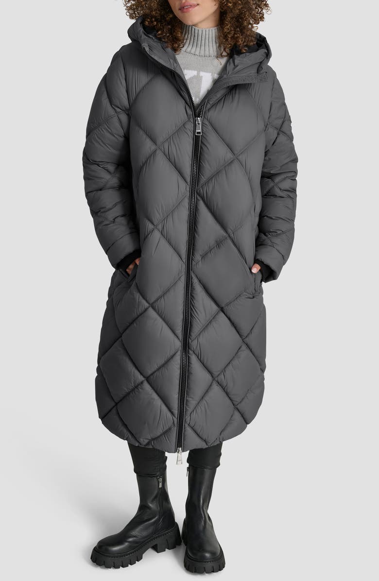 DKNY Diamond Quilted Puffer Coat, Main, color, Titan