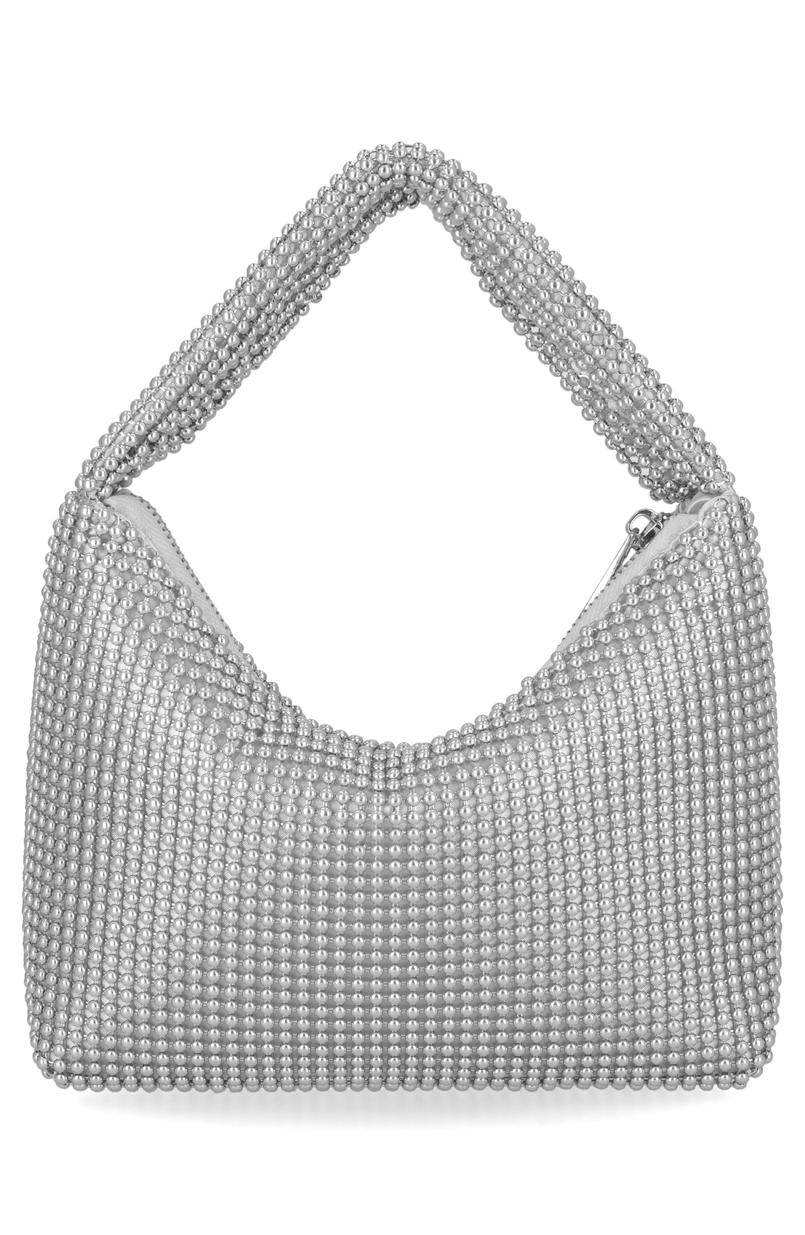 Jessica McClintock Ada Crystal Hobo Bag, Alternate, color, Silver