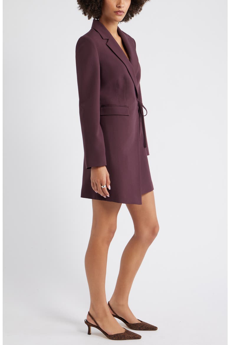 The Icon Suiting Wrap Blazer Dress, Alternate, color, BURGUNDY FUDGE