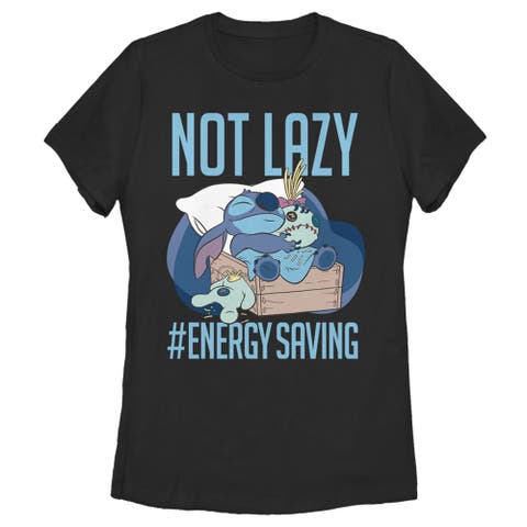 Women's Lilo & Stitch Not Lazy, Saving Energy  Graphic T-Shirt