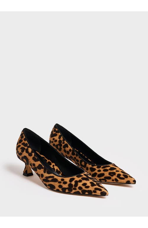 Marion Parke Flared Kitten Heel Pump Haircalf In Animal Print