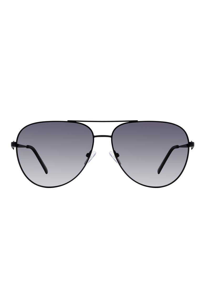 65mm Oversize Pilot Sunglasses, Main, color, MATTE BLACK/ SMOKE