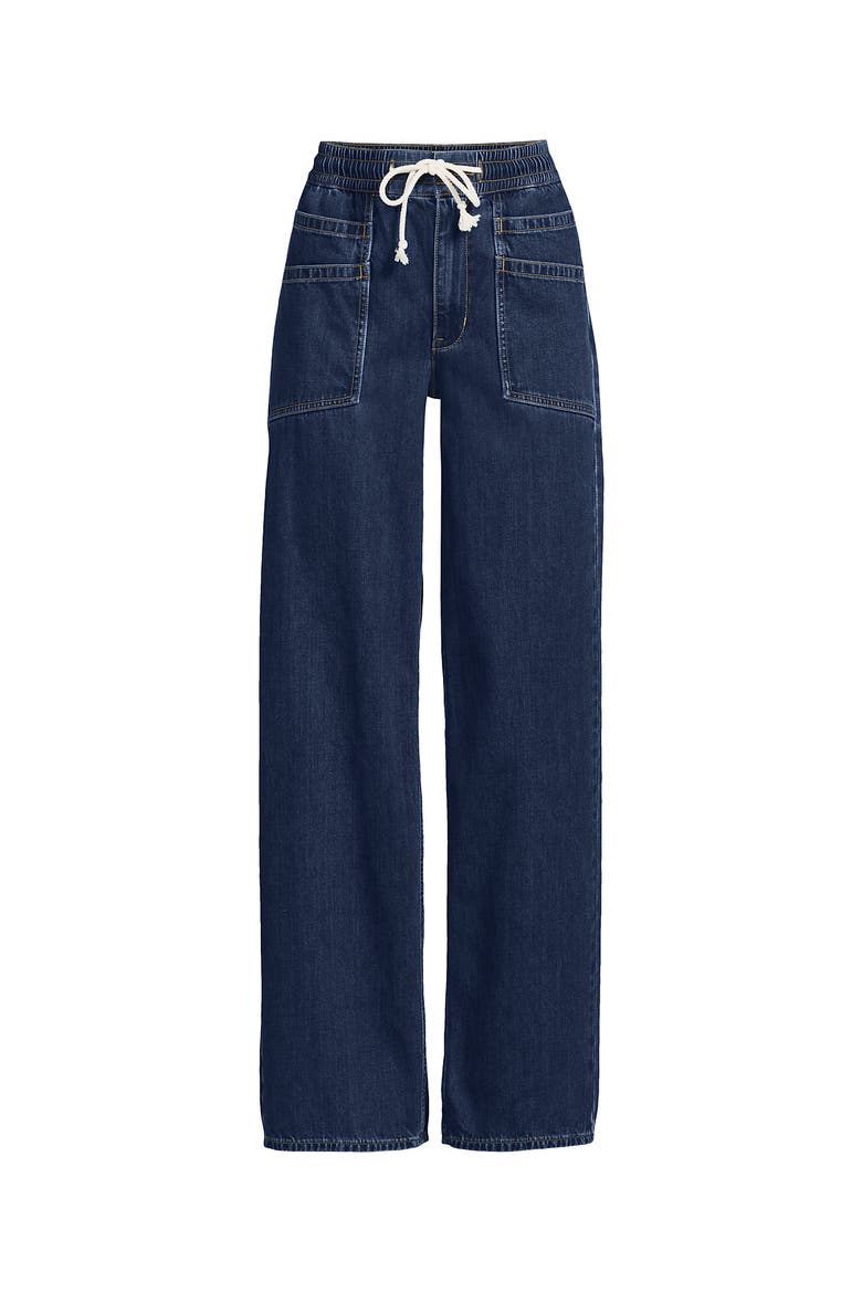 Plus Size Lightweight Denim High Rise Relaxed Straight Pull On Pocket Jeans, Alternate, color, Crawford Wash