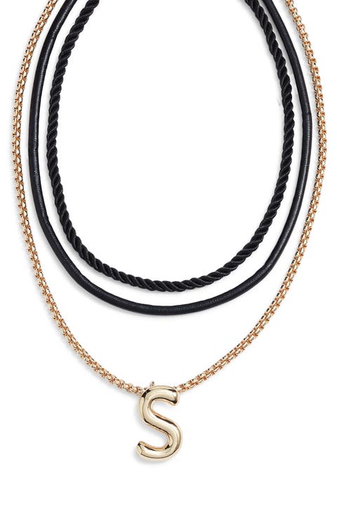 Set of 3 Interchangeable Initial Pendant Necklaces