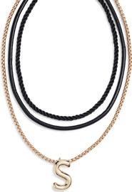 Open Edit Set of 3 Interchangeable Initial Pendant Necklaces